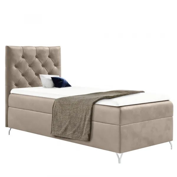 Boxspringová posteľ, 90x200, béžová látka Velvet, ľavá, GULIETTE + darček