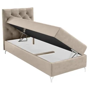 Boxspringová posteľ, 90x200, béžová látka Velvet, ľavá, GULIETTE + darček