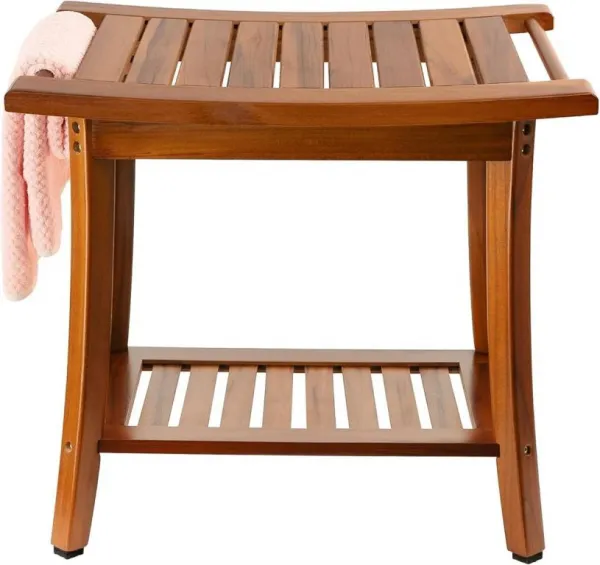 Stolička DIVERO s držiakom, masívny teak 47,2 x 33,5 x 56 cm
