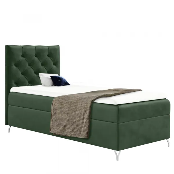 Boxspringová posteľ, 90x200, zelená látka Velvet, ľavá, GULIETTE + darček