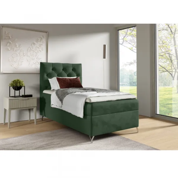 Boxspringová posteľ, 90x200, zelená látka Velvet, ľavá, GULIETTE + darček