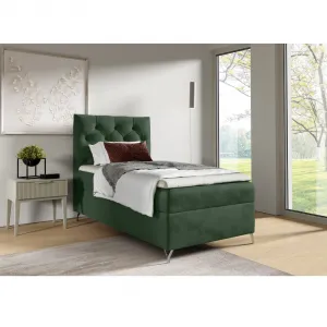 Boxspringová posteľ, 90x200, zelená látka Velvet, ľavá, GULIETTE + darček