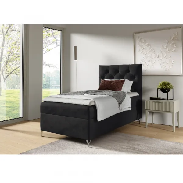 Boxspringová posteľ, 90x200, čierna látka Velvet, pravá, GULIETTE + darček