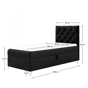 Boxspringová posteľ, 90x200, čierna látka Velvet, pravá, GULIETTE + darček