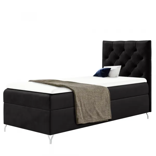Boxspringová posteľ, 90x200, čierna látka Velvet, pravá, GULIETTE + darček