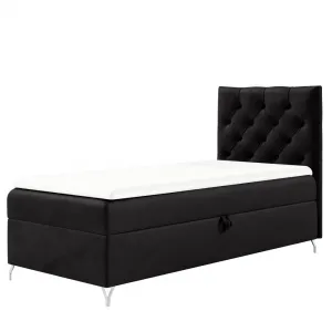 Boxspringová posteľ, 90x200, čierna látka Velvet, pravá, GULIETTE + darček