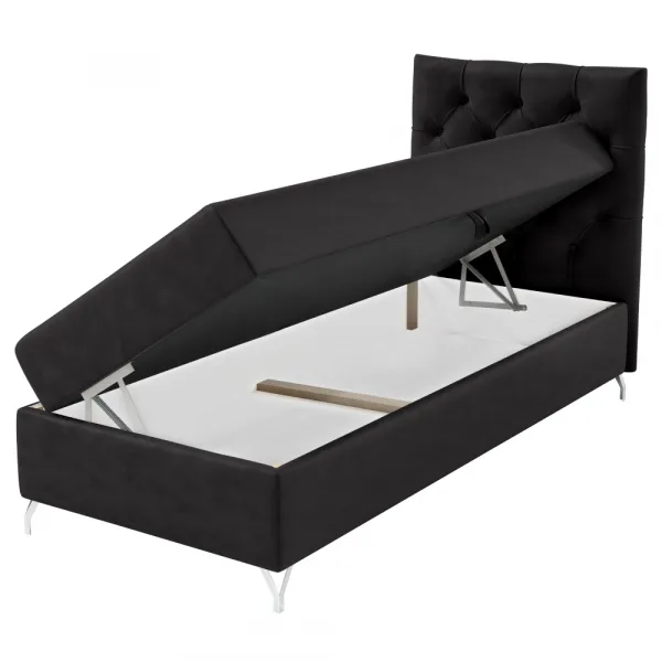 Boxspringová posteľ, 90x200, čierna látka Velvet, pravá, GULIETTE + darček