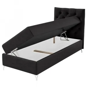 Boxspringová posteľ, 90x200, čierna látka Velvet, pravá, GULIETTE + darček