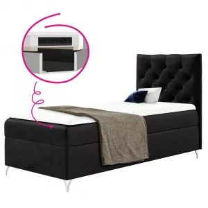 Boxspringová posteľ, 90x200, čierna látka Velvet, pravá, GULIETTE + darček