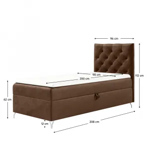 Boxspringová posteľ, 90x200, hnedá látka Velvet, pravá, GULIETTE + darček