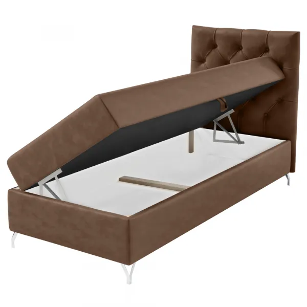 Boxspringová posteľ, 90x200, hnedá látka Velvet, pravá, GULIETTE + darček