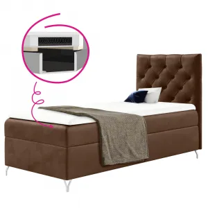 Boxspringová posteľ, 90x200, hnedá látka Velvet, pravá, GULIETTE + darček