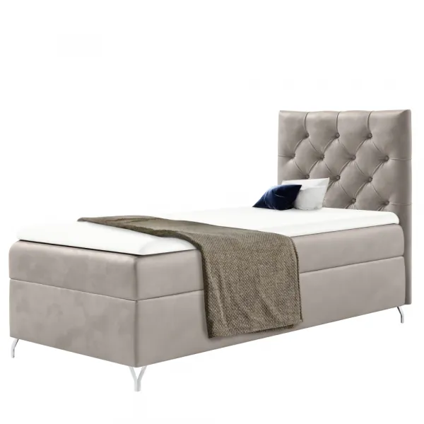 Boxspringová posteľ, 90x200, sivobéžová Taupe látka Velvet, pravá, GULIETTE + darček