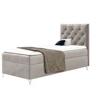 Boxspringová posteľ, 90x200, sivobéžová Taupe látka Velvet, pravá, GULIETTE + darček