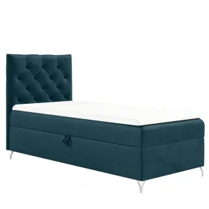 Boxspringová posteľ, 90x200, tmavomodrá látka Velvet, ľavá, GULIETTE + darček