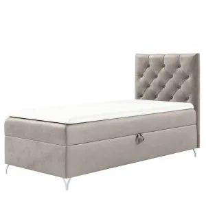 Boxspringová posteľ, 90x200, sivobéžová Taupe látka Velvet, pravá, GULIETTE + darček
