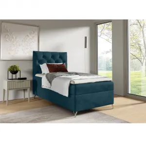 Boxspringová posteľ, 90x200, tmavomodrá látka Velvet, ľavá, GULIETTE + darček