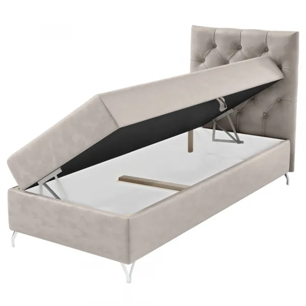 Boxspringová posteľ, 90x200, sivobéžová Taupe látka Velvet, pravá, GULIETTE + darček