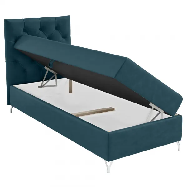 Boxspringová posteľ, 90x200, tmavomodrá látka Velvet, ľavá, GULIETTE + darček
