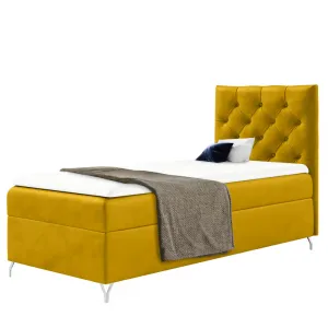 Boxspringová posteľ, 90x200, žltá látka Velvet, pravá, GULIETTE + darček