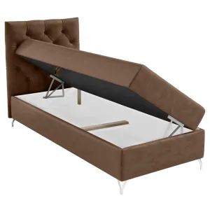 Boxspringová posteľ, 90x200, hnedá látka Velvet, ľavá, GULIETTE + darček