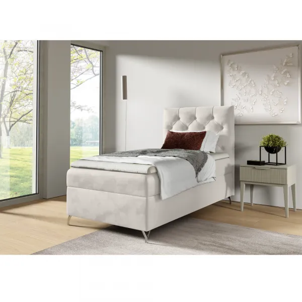 Boxspringová posteľ, 90x200, biela látka Velvet, pravá, GULIETTE + darček