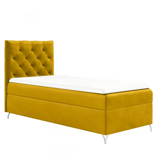 Boxspringová posteľ, 90x200, žltá látka Velvet, ľavá, GULIETTE + darček
