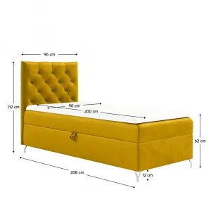 Boxspringová posteľ, 90x200, žltá látka Velvet, ľavá, GULIETTE + darček