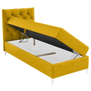 Boxspringová posteľ, 90x200, žltá látka Velvet, ľavá, GULIETTE + darček