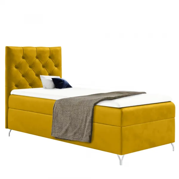 Boxspringová posteľ, 90x200, žltá látka Velvet, ľavá, GULIETTE + darček