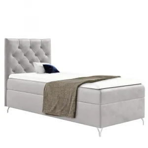 Boxspringová posteľ, 90x200, svetlosivá látka Velvet, ľavá, GULIETTE + darček