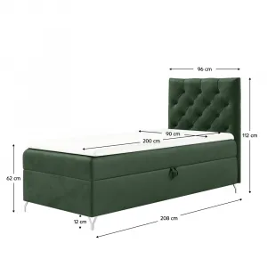 Boxspringová posteľ, 90x200, zelená látka Velvet, pravá, GULIETTE + darček