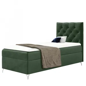 Boxspringová posteľ, 90x200, zelená látka Velvet, pravá, GULIETTE + darček