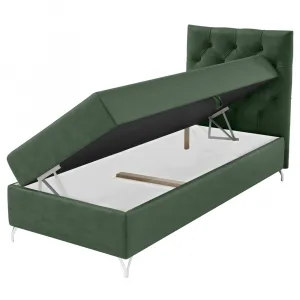 Boxspringová posteľ, 90x200, zelená látka Velvet, pravá, GULIETTE + darček