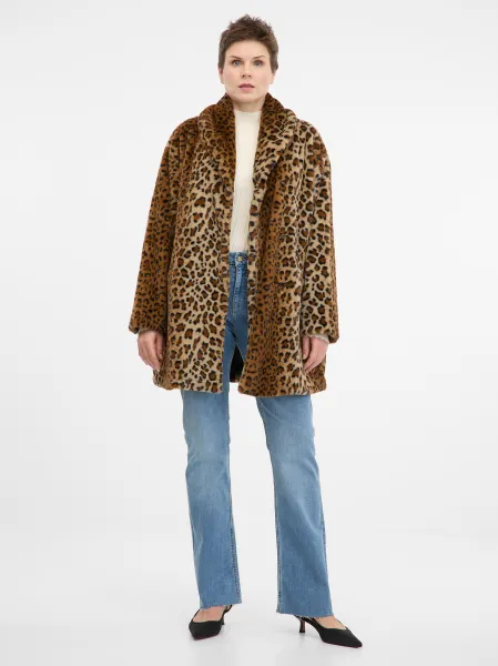 Light brown patterned women's coat ORSAY - Women's