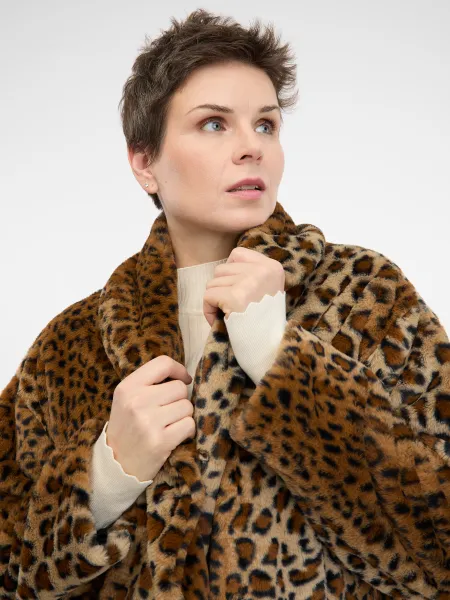 Light brown patterned women's coat ORSAY - Women's