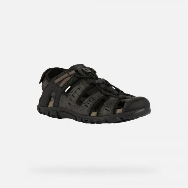 Black Men's Sandals Geox Strada - Men's