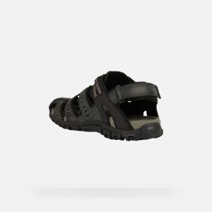 Black Men's Sandals Geox Strada - Men's