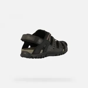 Black Men's Sandals Geox Strada - Men's