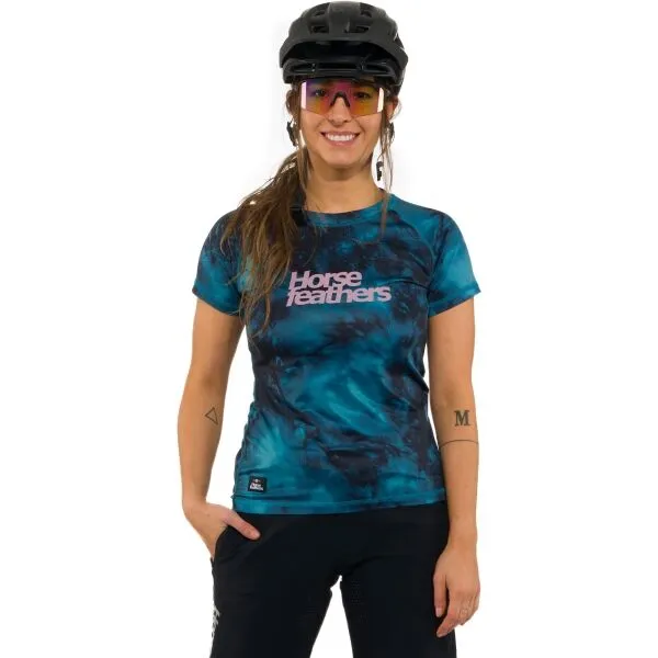 HORSEFEATHERS Dámsky bike dres Deco - petrol camo BLUE velikost M