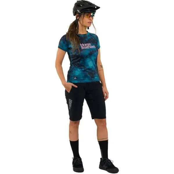 HORSEFEATHERS Dámsky bike dres Deco - petrol camo BLUE velikost M