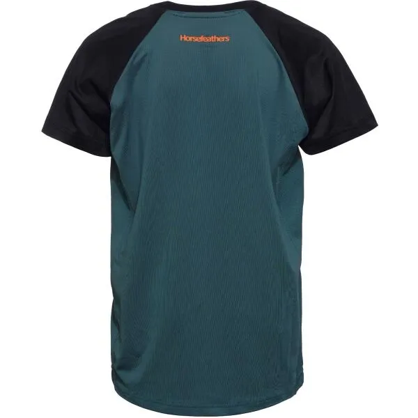 HORSEFEATHERS Detský bike dres Spike - petrol/black BLUE velikost M