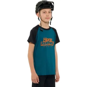 HORSEFEATHERS Detský bike dres Spike - petrol/black BLUE velikost M