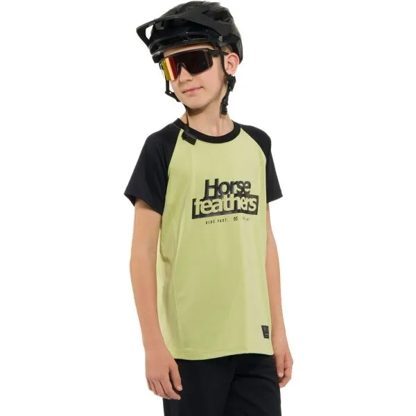 HORSEFEATHERS Detský bike dres Spike - nile/black GREEN velikost M