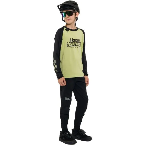 HORSEFEATHERS Detský bike dres Spike LS - nile/black GREEN velikost XL