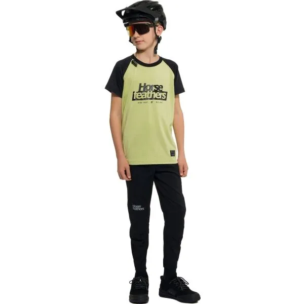 HORSEFEATHERS Detský bike dres Spike - nile/black GREEN velikost M