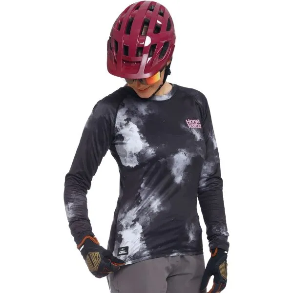 HORSEFEATHERS Dámsky bike dres Deco LS - grayscale GRAY velikost S