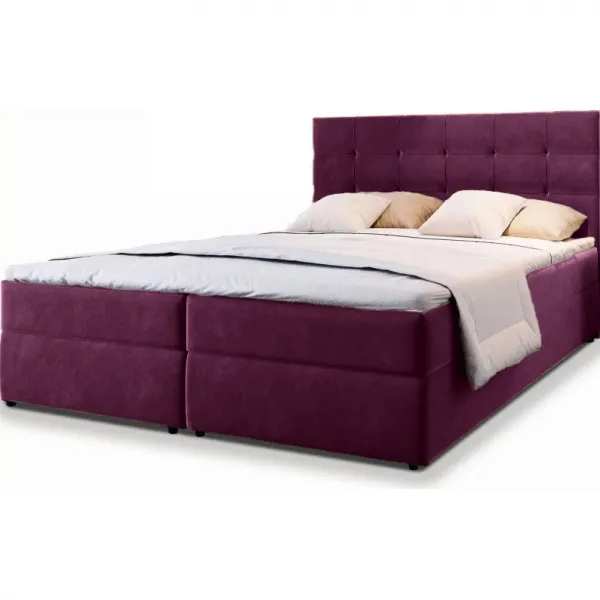 Čalúnená posteľ boxspring GLORIEN 140x200 cm purpurová Matrac: Bonell pružinová matrac