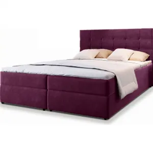 Čalúnená posteľ boxspring GLORIEN 140x200 cm purpurová Matrac: Bonell pružinová matrac