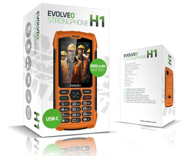 EVOLVEO StrongPhone H1, vodotesný odolný Dual SIM telefón, oranžová